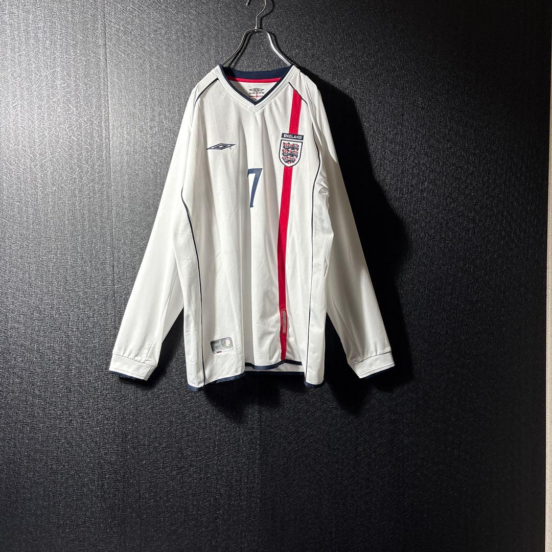 【★ベッカム】 古着 アンブロ イングランド代表 7番 2XL 白 長袖 ホーム
