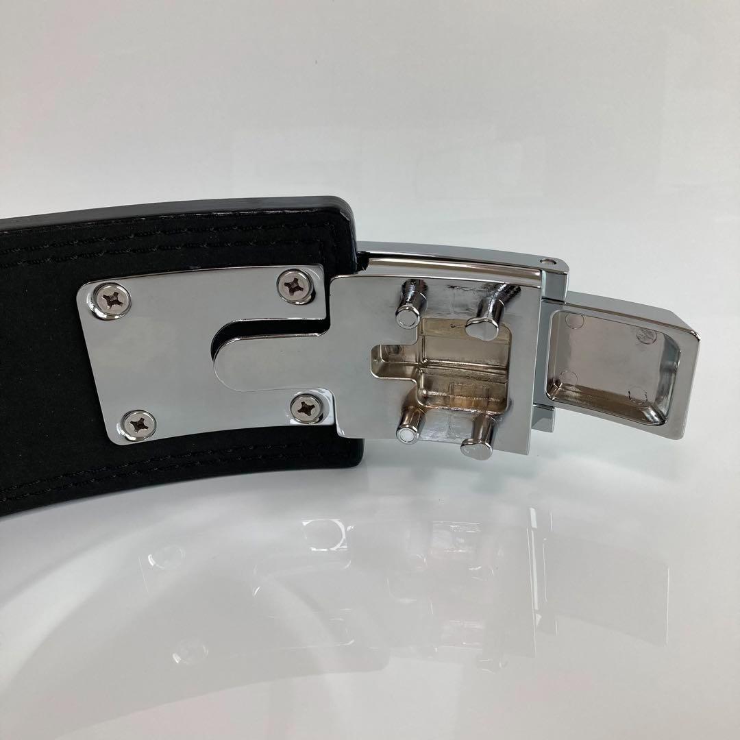 パワーベルト レバーアクション Ｍサイズ ワンタッチ可変式　黒×光沢シルバー