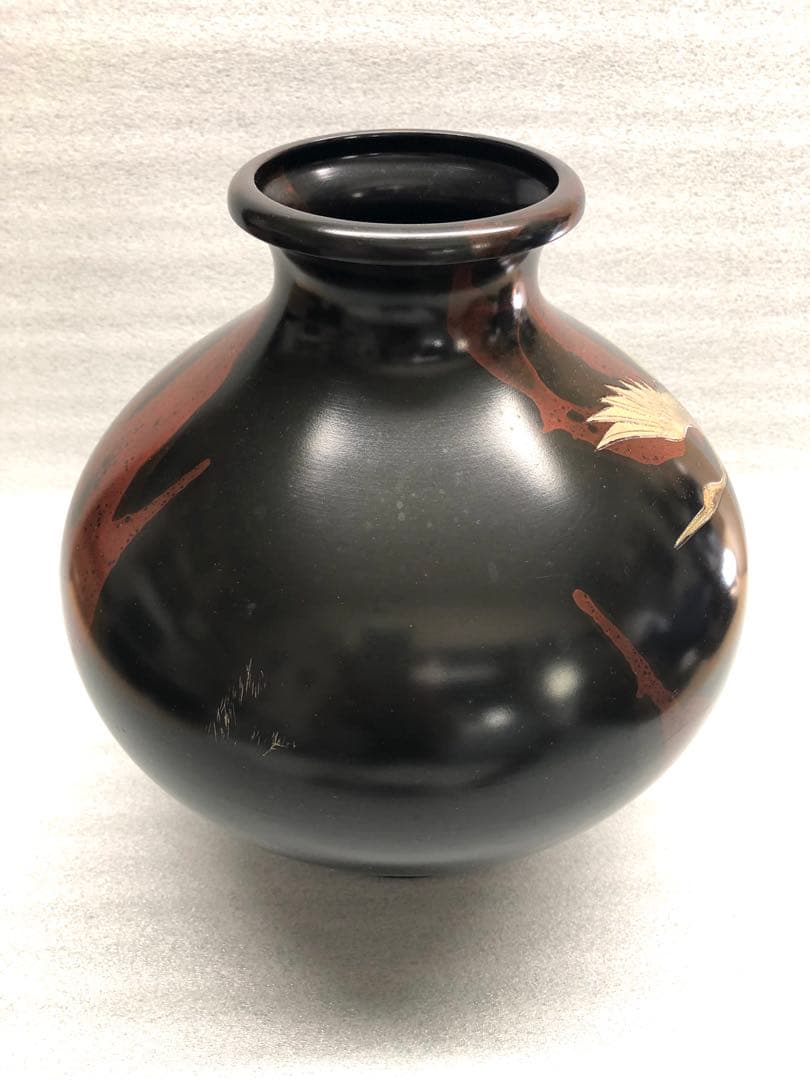 花器　花瓶　双鶴彫金　真峰作　ブロンズ