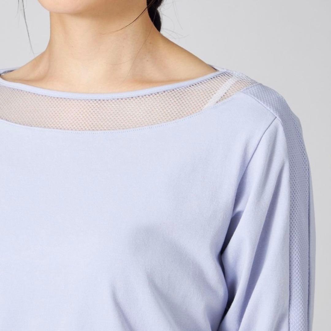 チャコット レースコンビ 長袖 ヘムフィット Tシャツ M ヨガウェア ロング丈