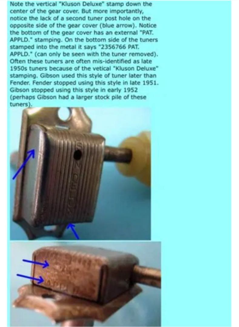 Kluson Tuner Vintage クルーソン ビンテージ ペグ