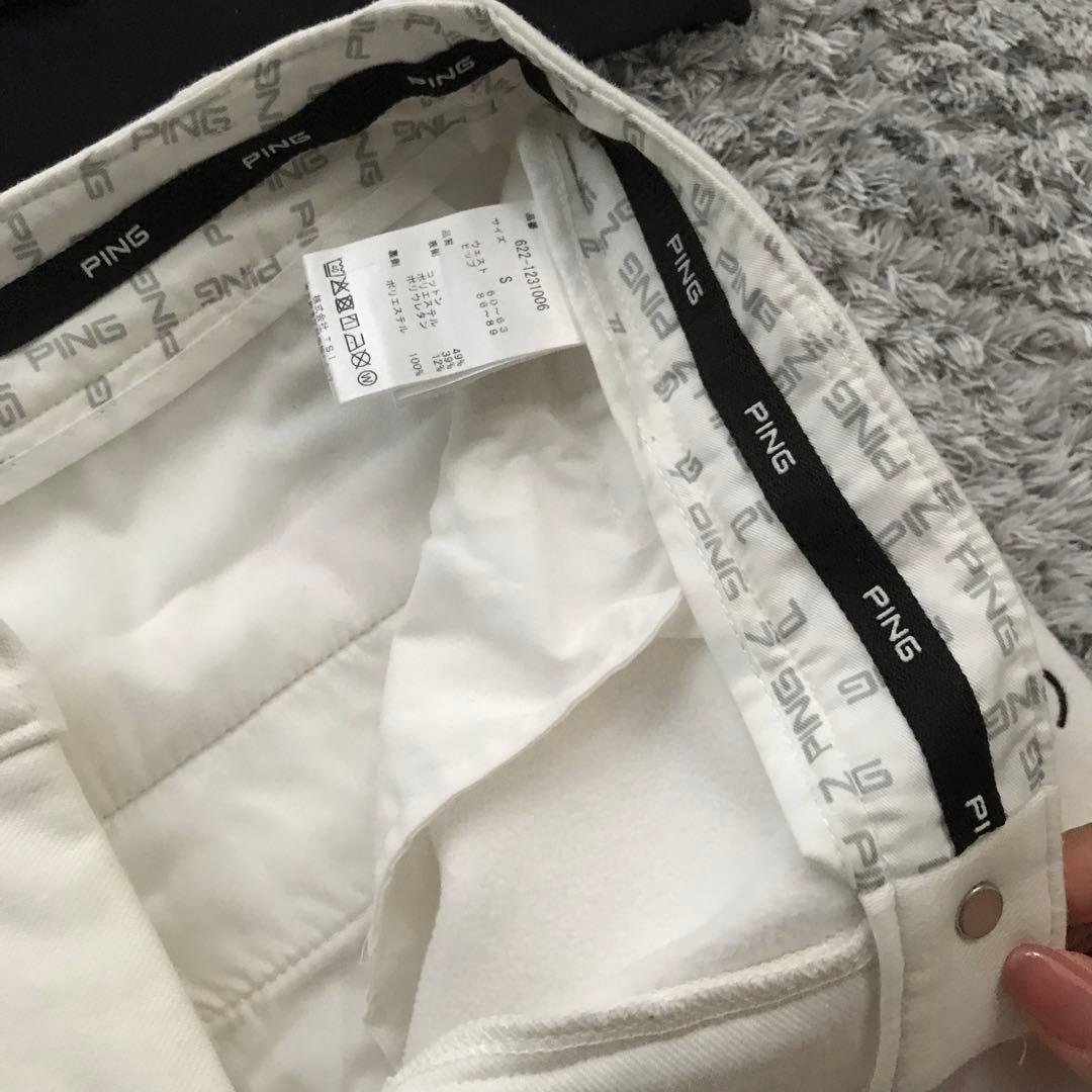 PING 裏起毛パンツ　サイズS ホワイト　レディース　ゴルフウェア