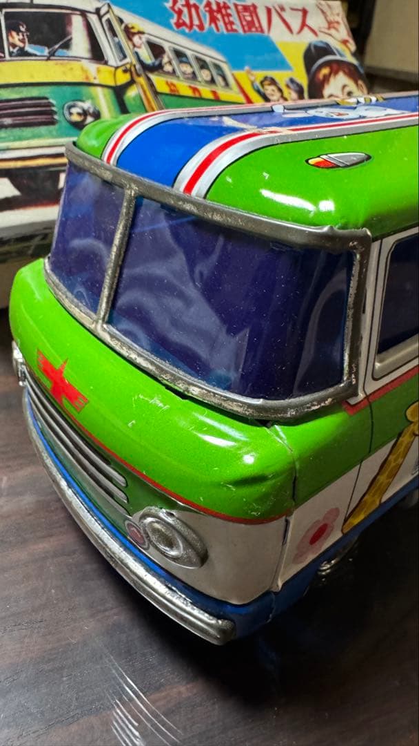 ブリキのおもちゃ　 幼稚園バス　コミックレッカー車 昭和レトロ