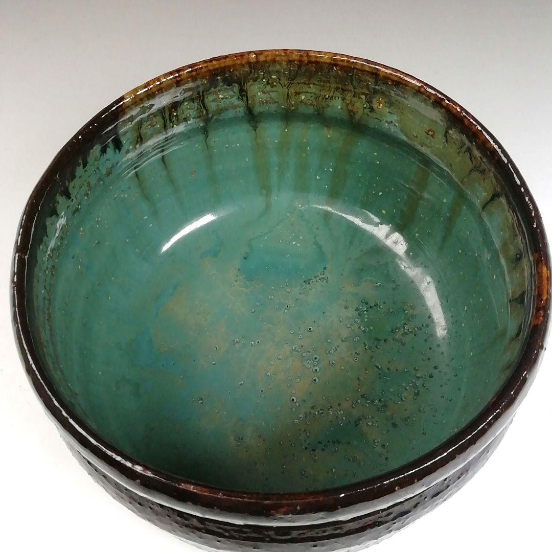 Ｗ１５９　建水　『上野焼』『第十五代　熊谷紅陽 作』　共箱　茶道具