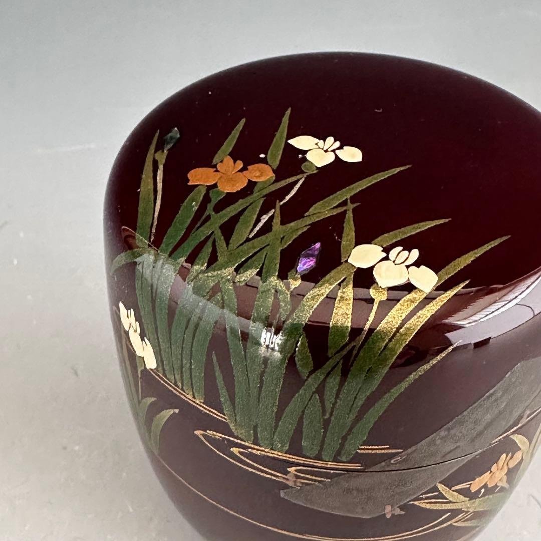 茶道具　八ツ橋蒔絵　中棗　田中宗陵　共箱　薄茶器　杜若　燕子花　稽古　茶会