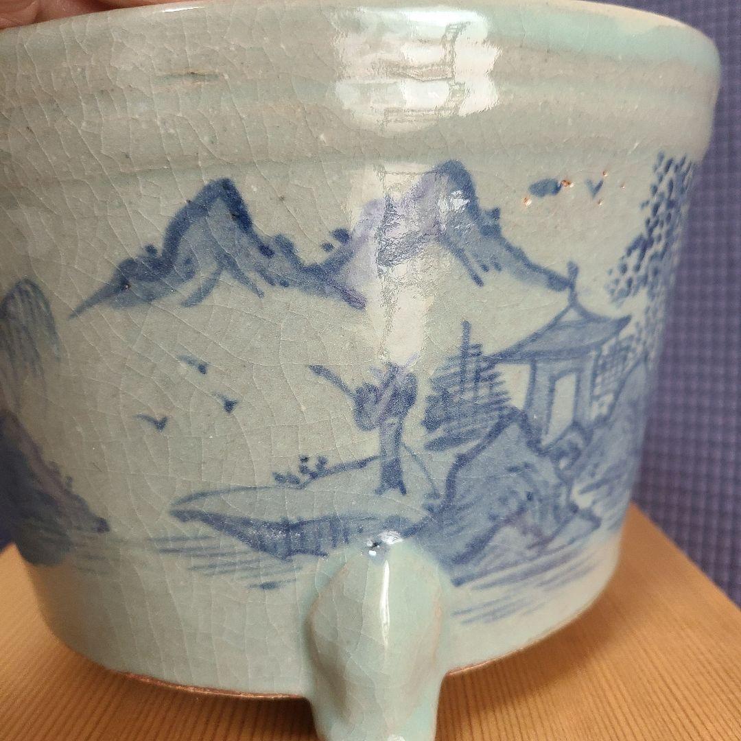 茶道　平安宝泉造　瓶懸 　青磁三方