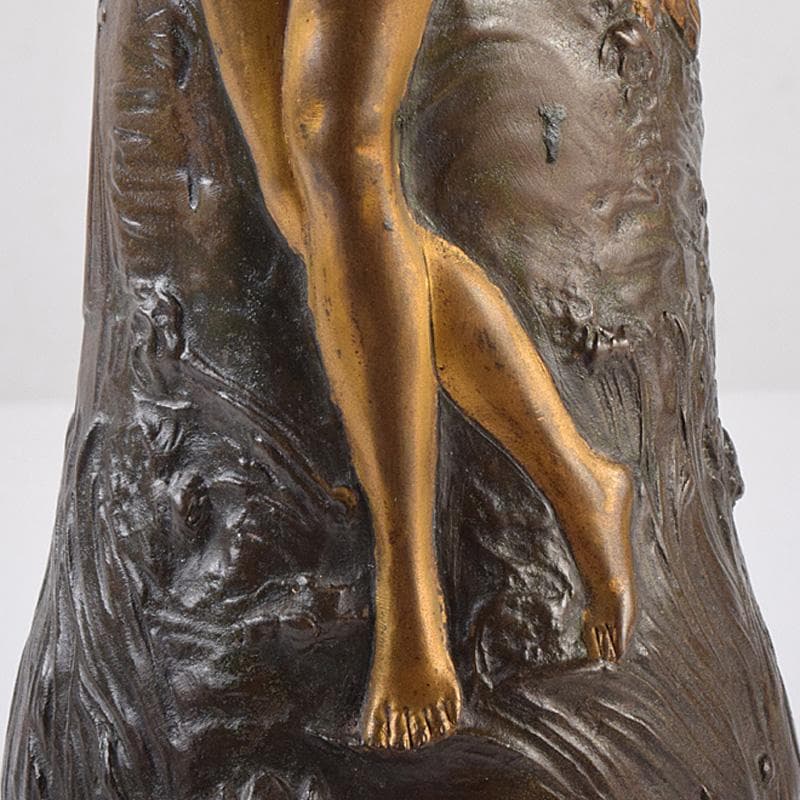 西洋美術　シャルル・ロシェ　ブロンズ　男性像刻　花瓶　M　R8972
