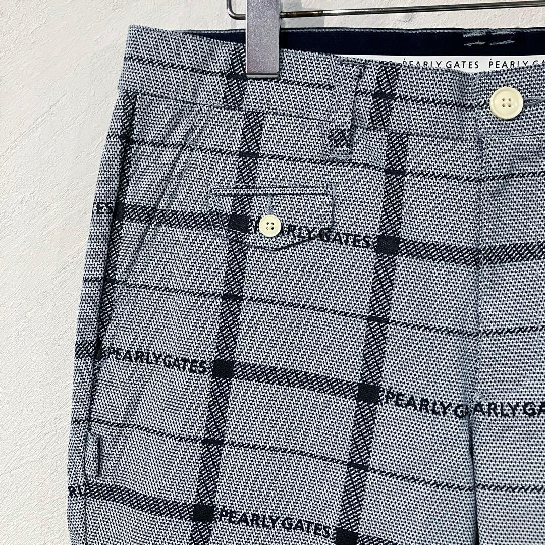 新品 PEARLY GATES ロゴ入り チェックパンツ ゴルフパンツ
