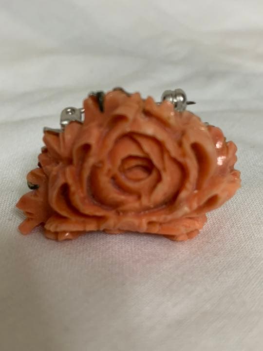 珊瑚 帯留 ブローチ