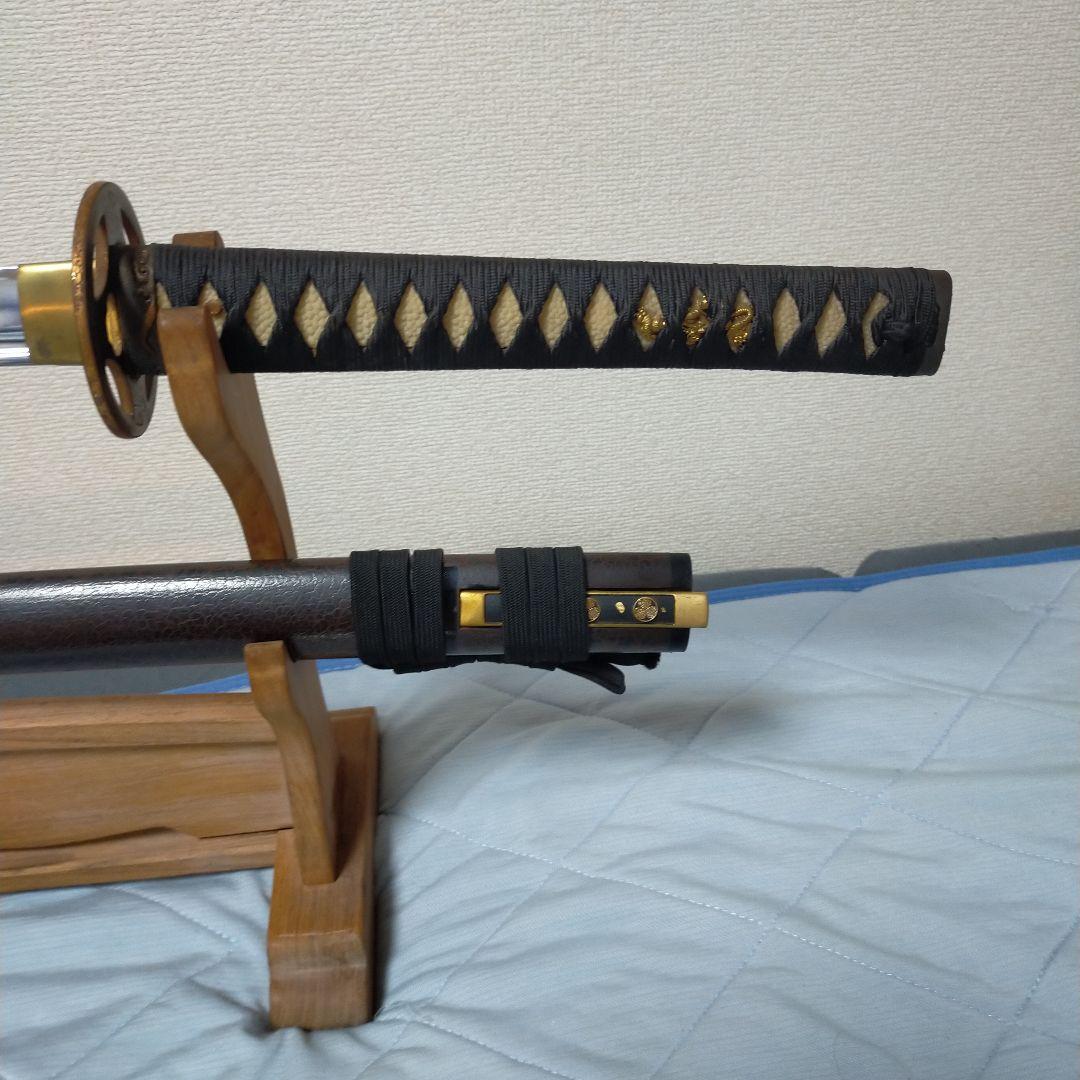 居合刀　模造刀　日本刀　鮫皮　鉄鍔　小柄　銘有り　刀剣　樋入り刀身