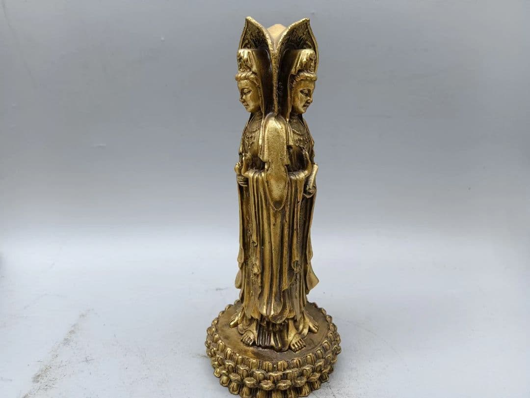仏教美術 三面観音菩薩仏像 銅製 仏像 彫刻 置物 開運 風水