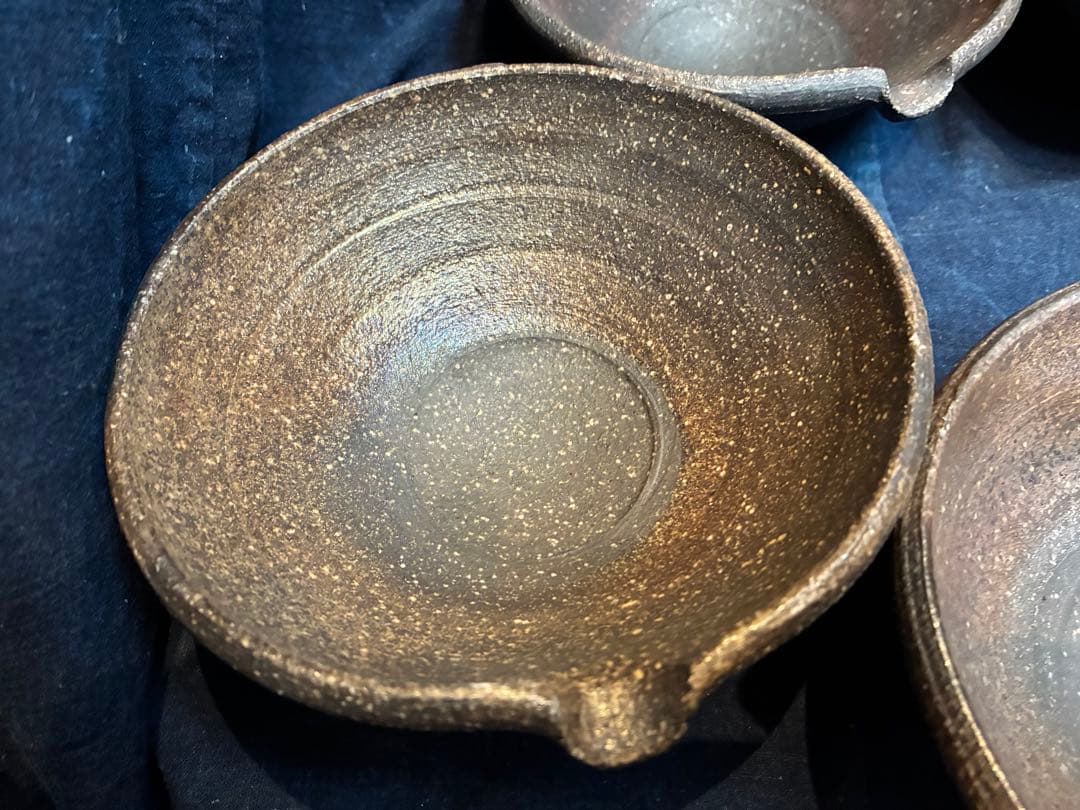 岩谷窯　山本教行　片口小鉢　5客　傷無　直径14.4センチ　民藝　吉田璋也に師事