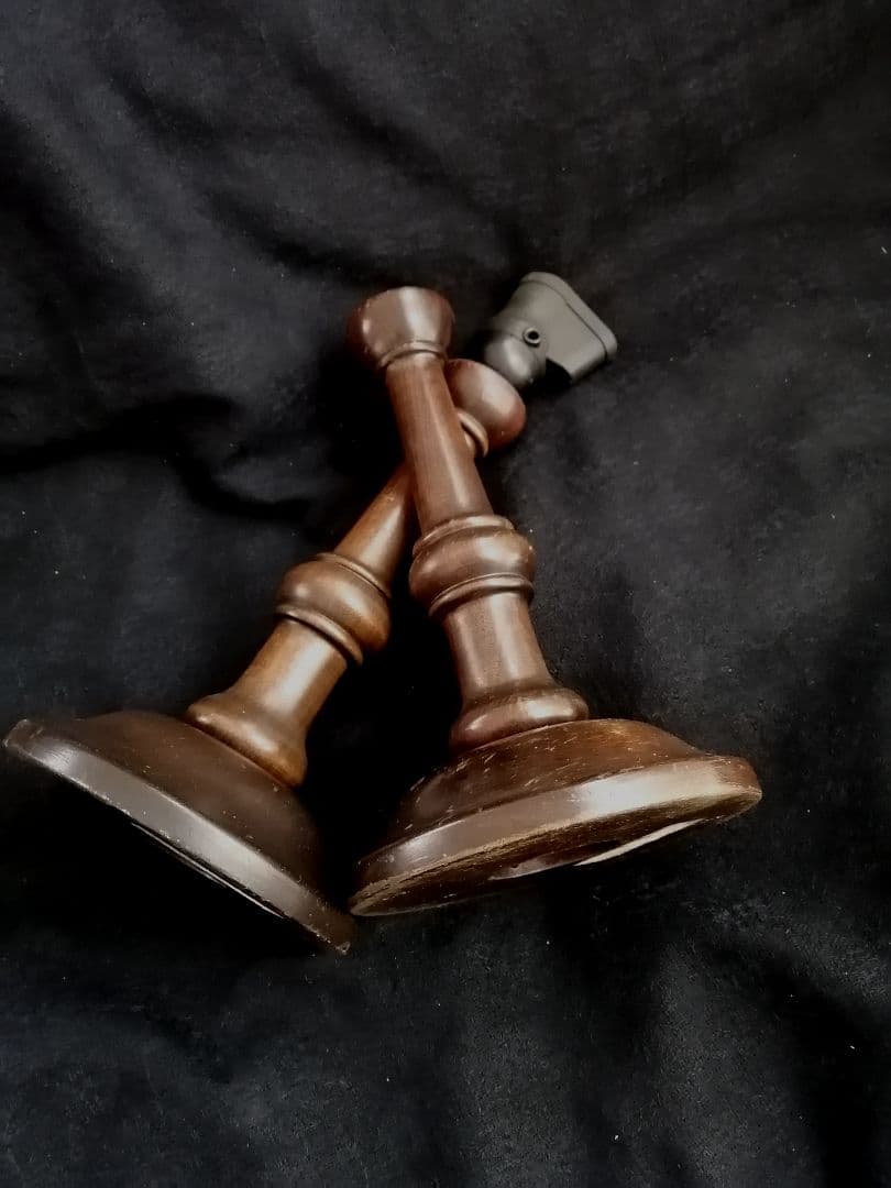 松本民芸 ミズメザクラ 無垢材 アンティークD型 木製スタンドのみ2本セット