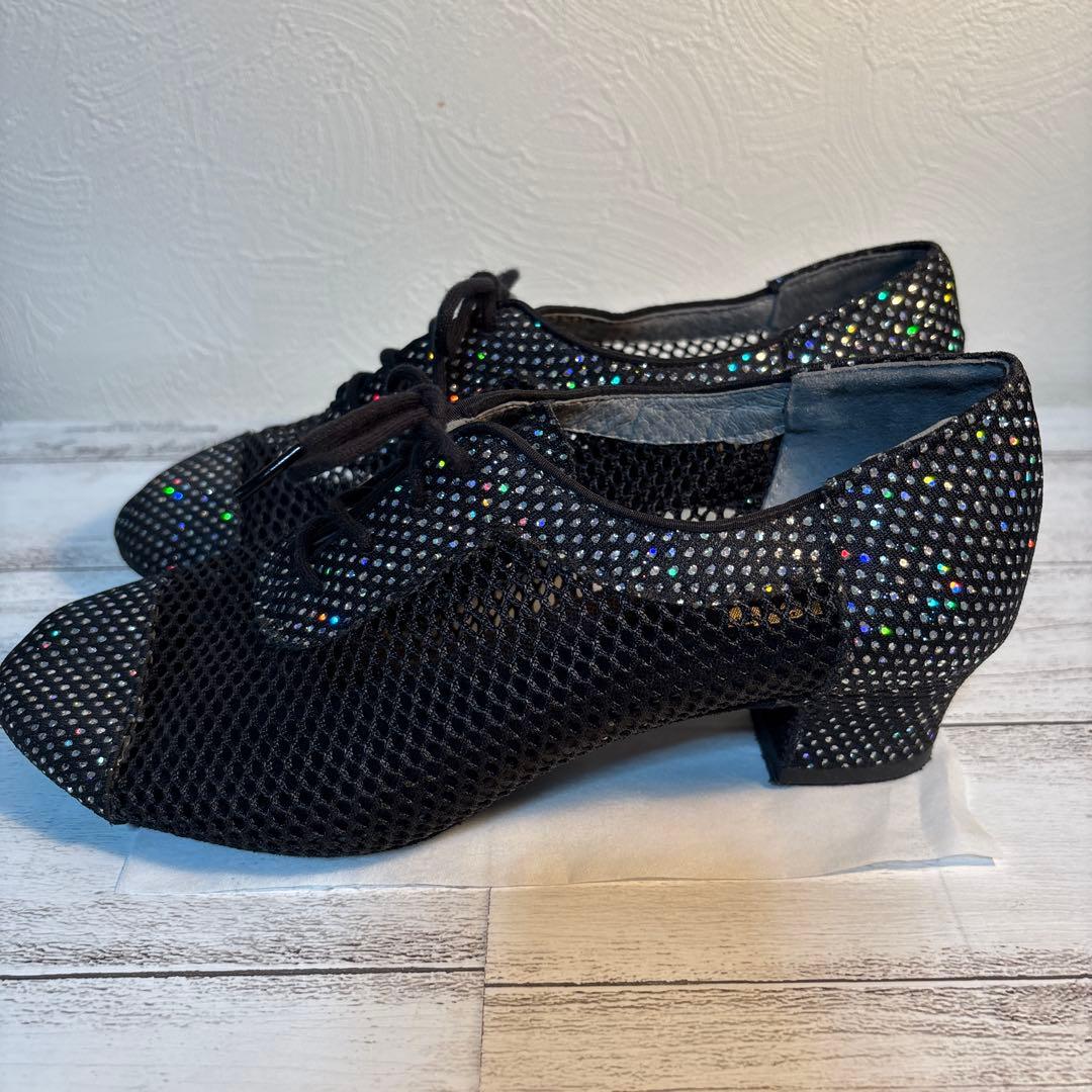 黒 スパンコール付き ダンスシューズ 女性用