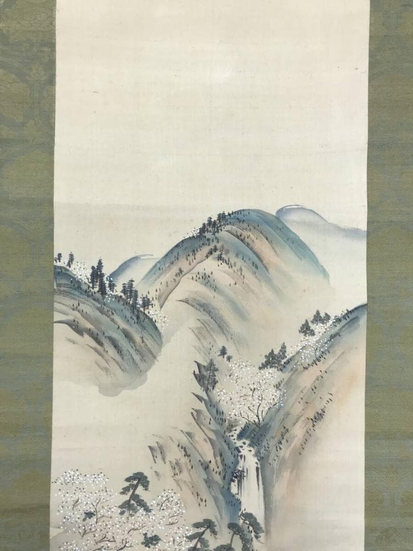 真作/森寛斎/春秋山水図/紅葉図/桜花図/双幅/対幅/掛軸☆宝船☆AH-534