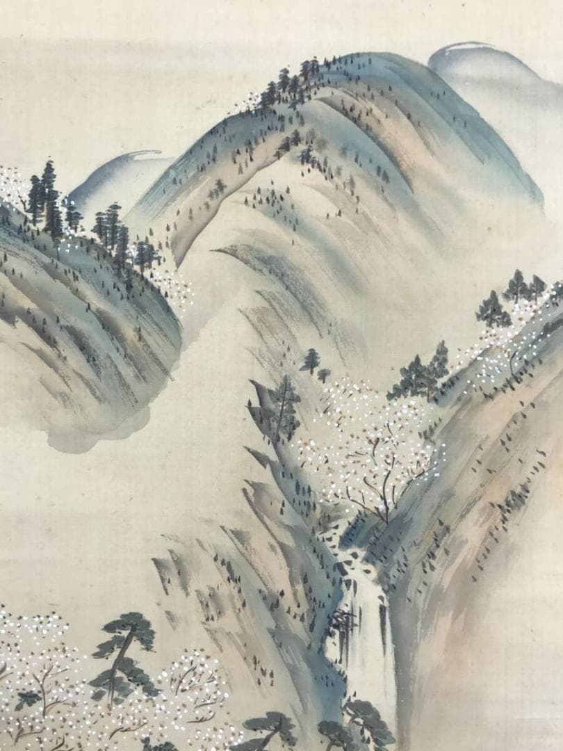 真作/森寛斎/春秋山水図/紅葉図/桜花図/双幅/対幅/掛軸☆宝船☆AH-534