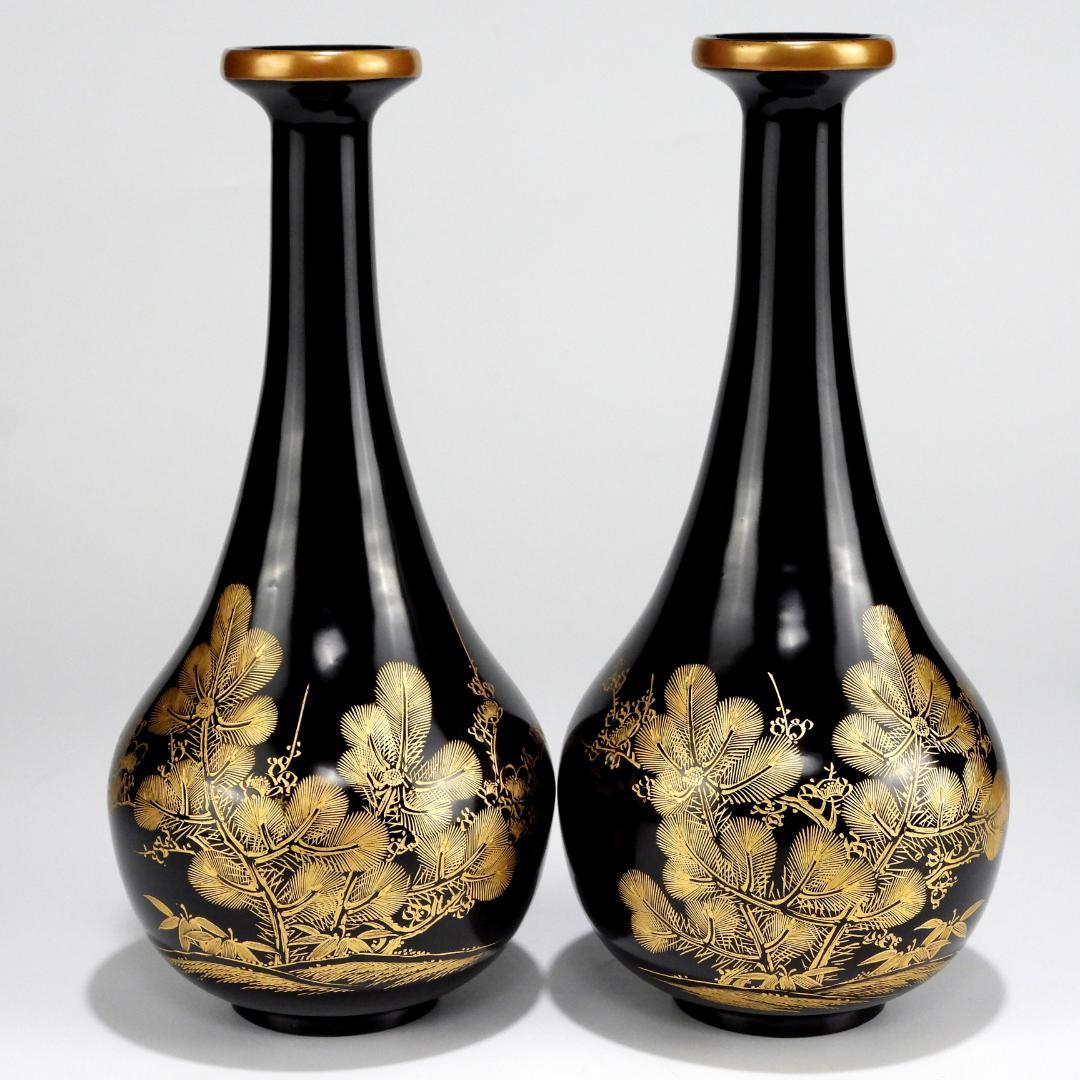 時代 輪島塗 沈金 松竹梅 酒器揃 徳利 一対