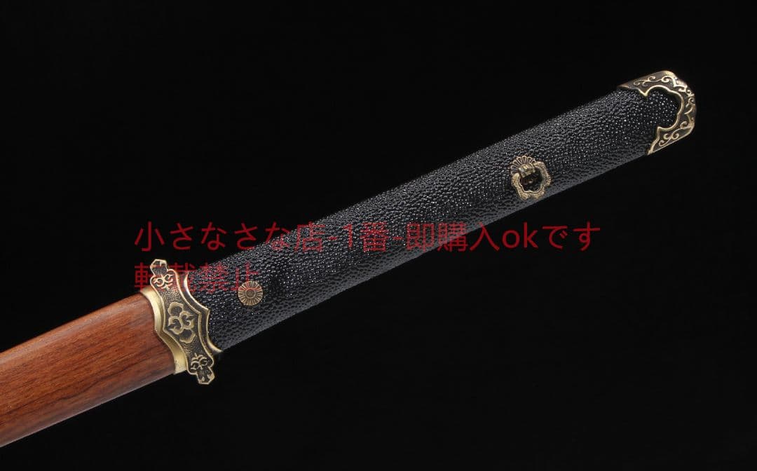 素装純銅魚皮柄唐横刀酸枝木金 古兵器 武具 刀装具 日本刀 模造刀 居合刀