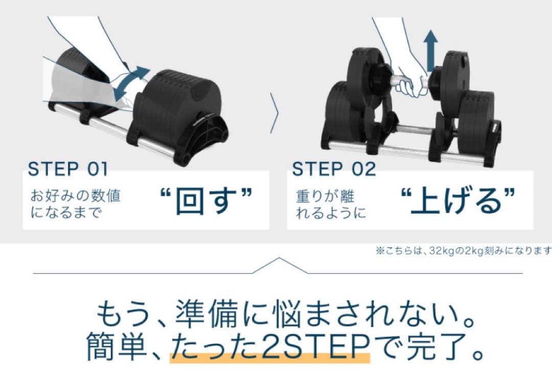 フレックスベル　可変式ダンベル３２ｋｇ　２セット　【未使用に近い】