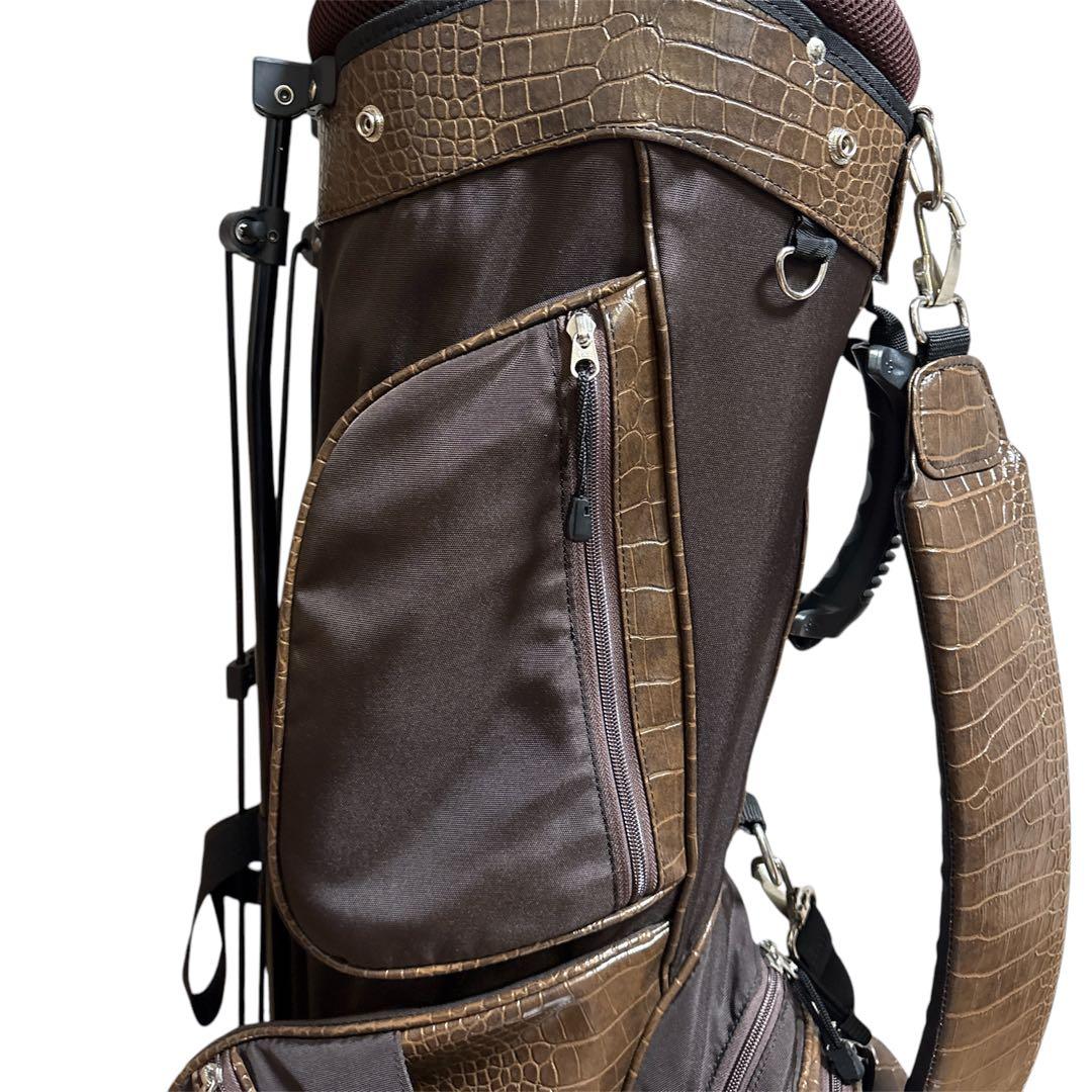 HALY RUID スタンドキャディバッグ ゴルフバッグ ブラウンクロコダイル調