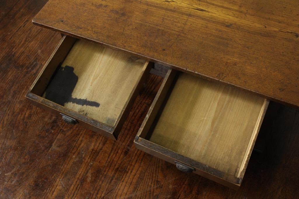 古い文机！抽斗2杯！和室時代箪笥テーブルローボードテレビ台カフェ店舗古家具