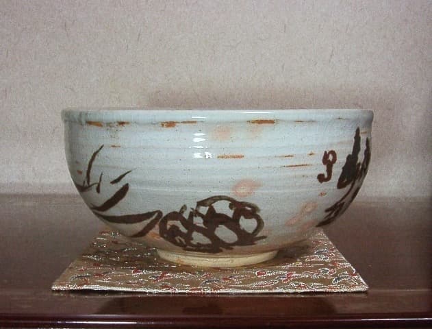 京焼・清水焼　大丸北峰作　高倉観崖画　田舎夏越の図　菓子器　共箱　古物。