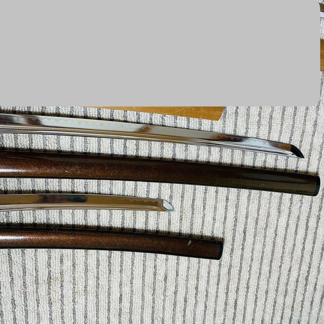 模造刀 日本刀 武具 刀剣 樋入刀身 高級刀 2本セット 太刀 脇差 (C02)