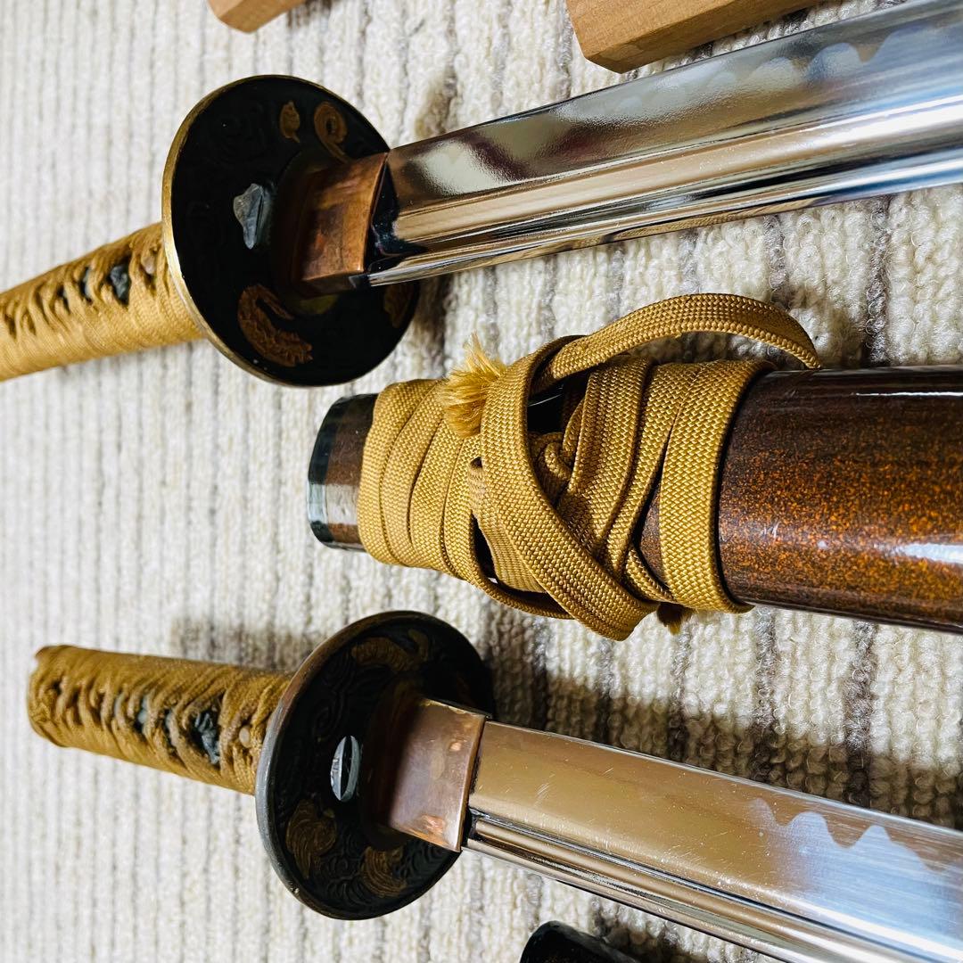 模造刀 日本刀 武具 刀剣 樋入刀身 高級刀 2本セット 太刀 脇差 (C02)