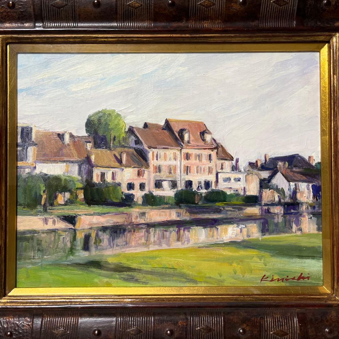 油彩  油絵  風景画  額縁付き  サイン有り  作者不詳  Ｆ6サイズ