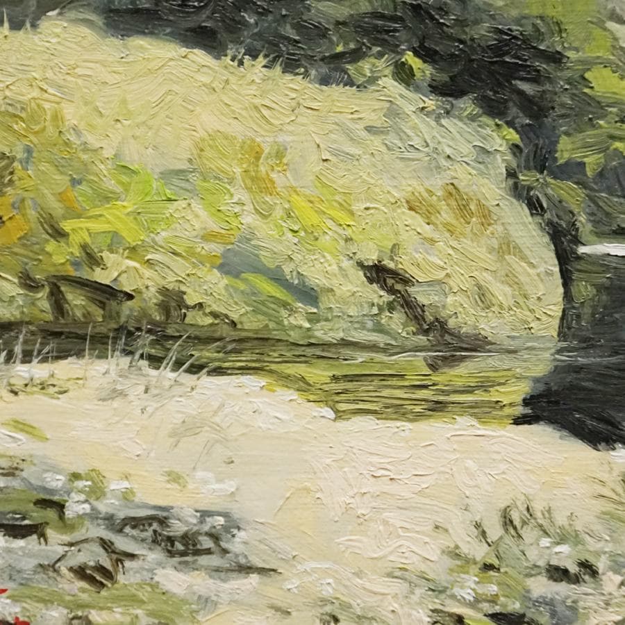 河野芸観『晩夏清水』6号 風景画 油彩 油絵 絵画 肉筆 額装 美術品