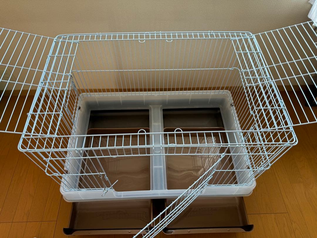 マルカン　うさぎカンタンお掃除ケージ ワイドB キャスター付き　ブラウン