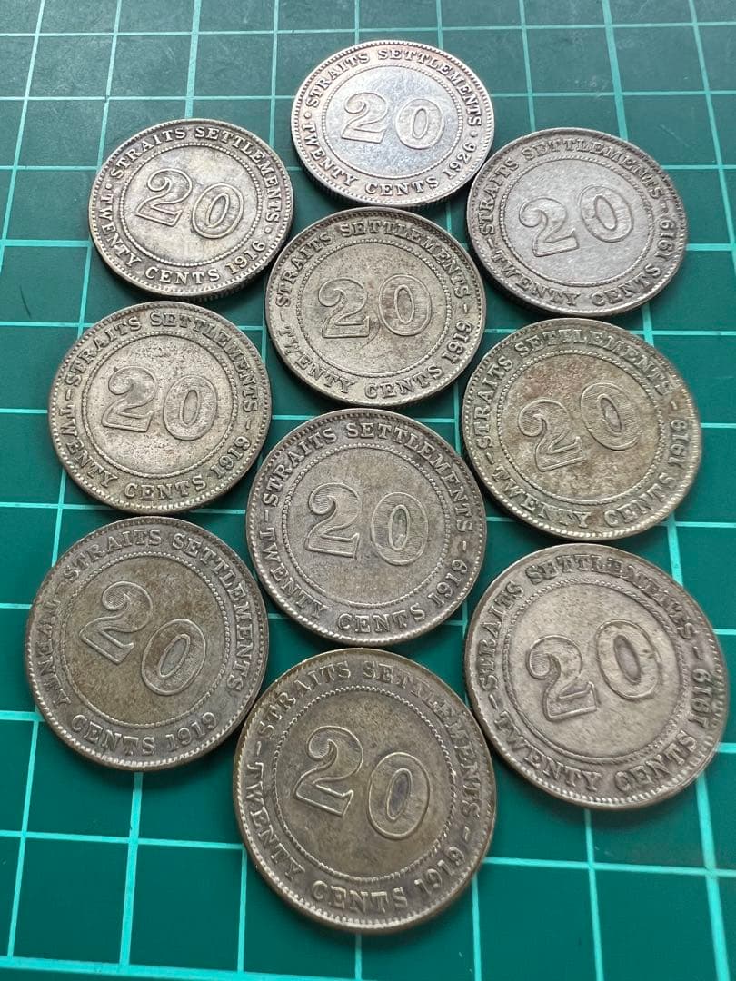 外国銀貨　海峡植民地20C銀貨　10枚まとめロット