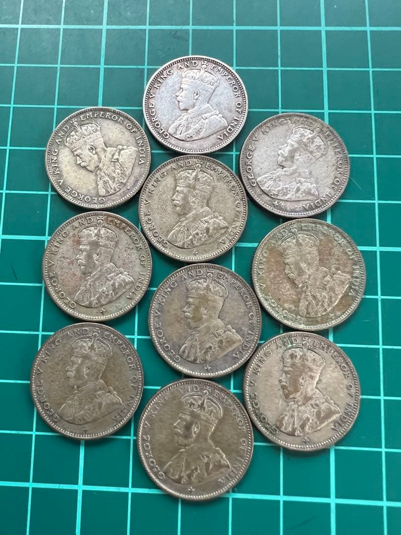 外国銀貨　海峡植民地20C銀貨　10枚まとめロット