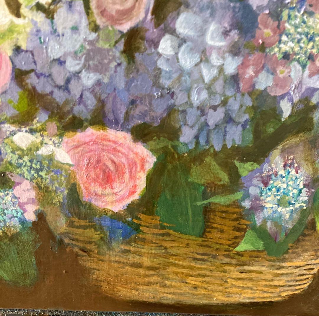油彩画　「　花　かご　」　原画　F6
