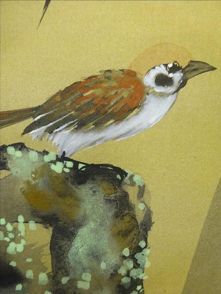 【真作】掛軸 三浦大幹『竹に雀図』絹本 肉筆 共箱付 掛け軸 w053019