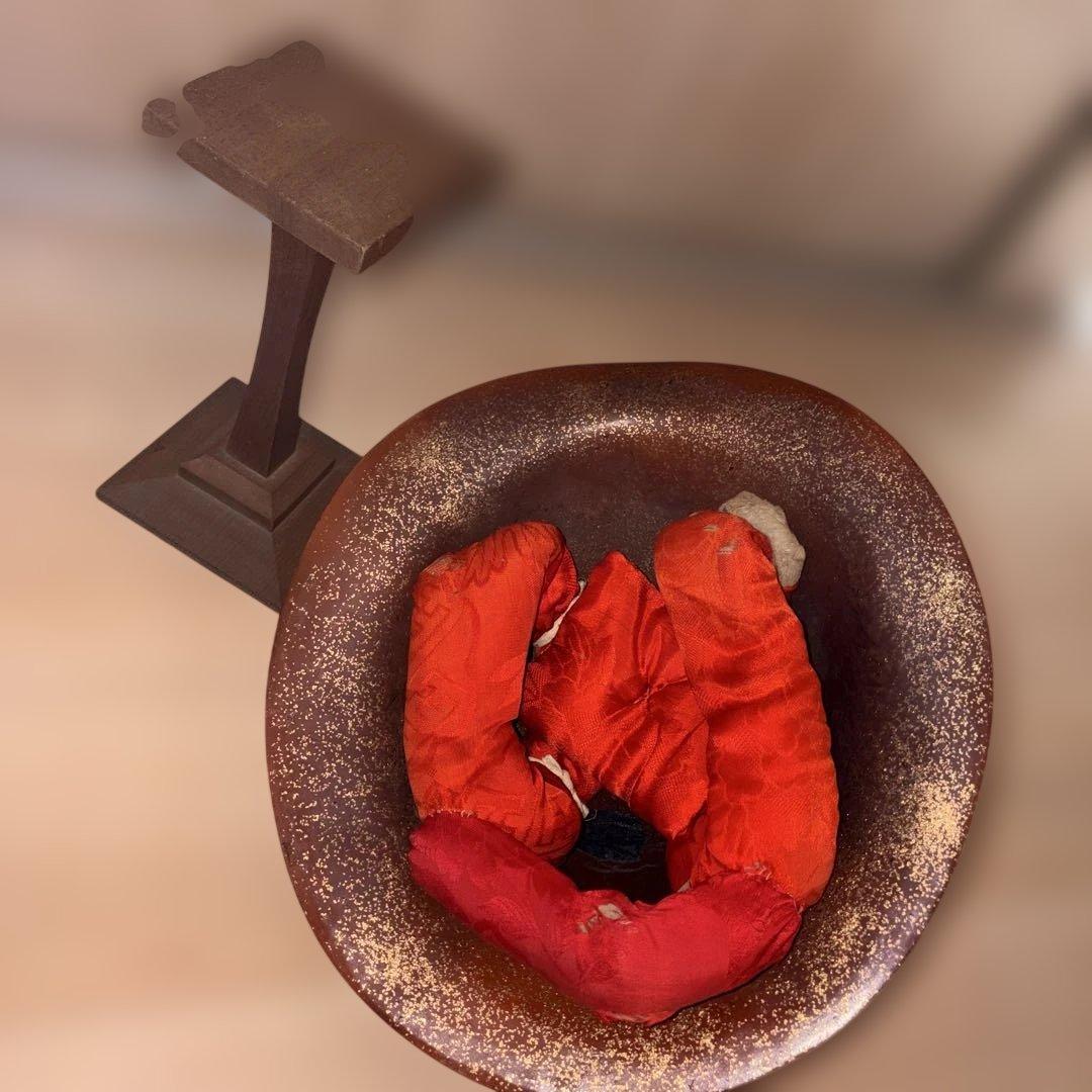 家紋付き　陣笠　骨董　アンティーク　鷹の羽