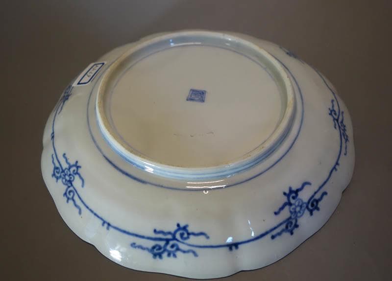 古伊万里 染付　丸文散中皿　3枚　楼閣山水図　渦福　輪花　 江戸後期 2253