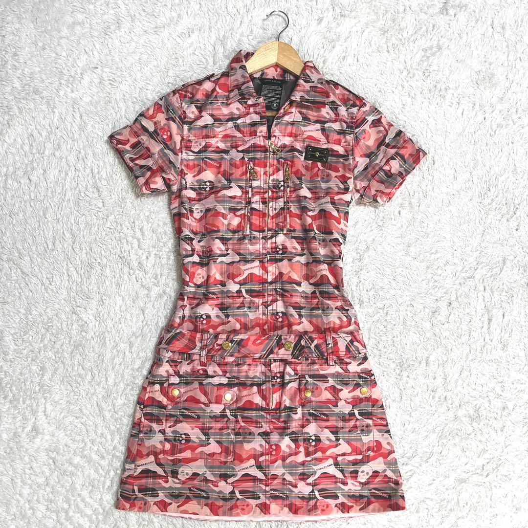 ✨未使用級✨マークアンドロナ ワンピース ベルト 総柄 ゴールド プレート