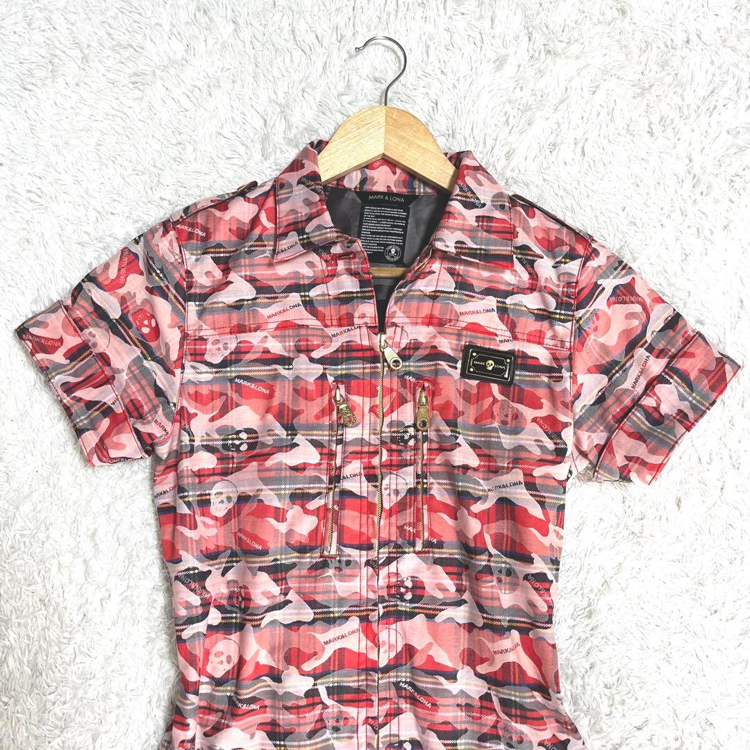 ✨未使用級✨マークアンドロナ ワンピース ベルト 総柄 ゴールド プレート