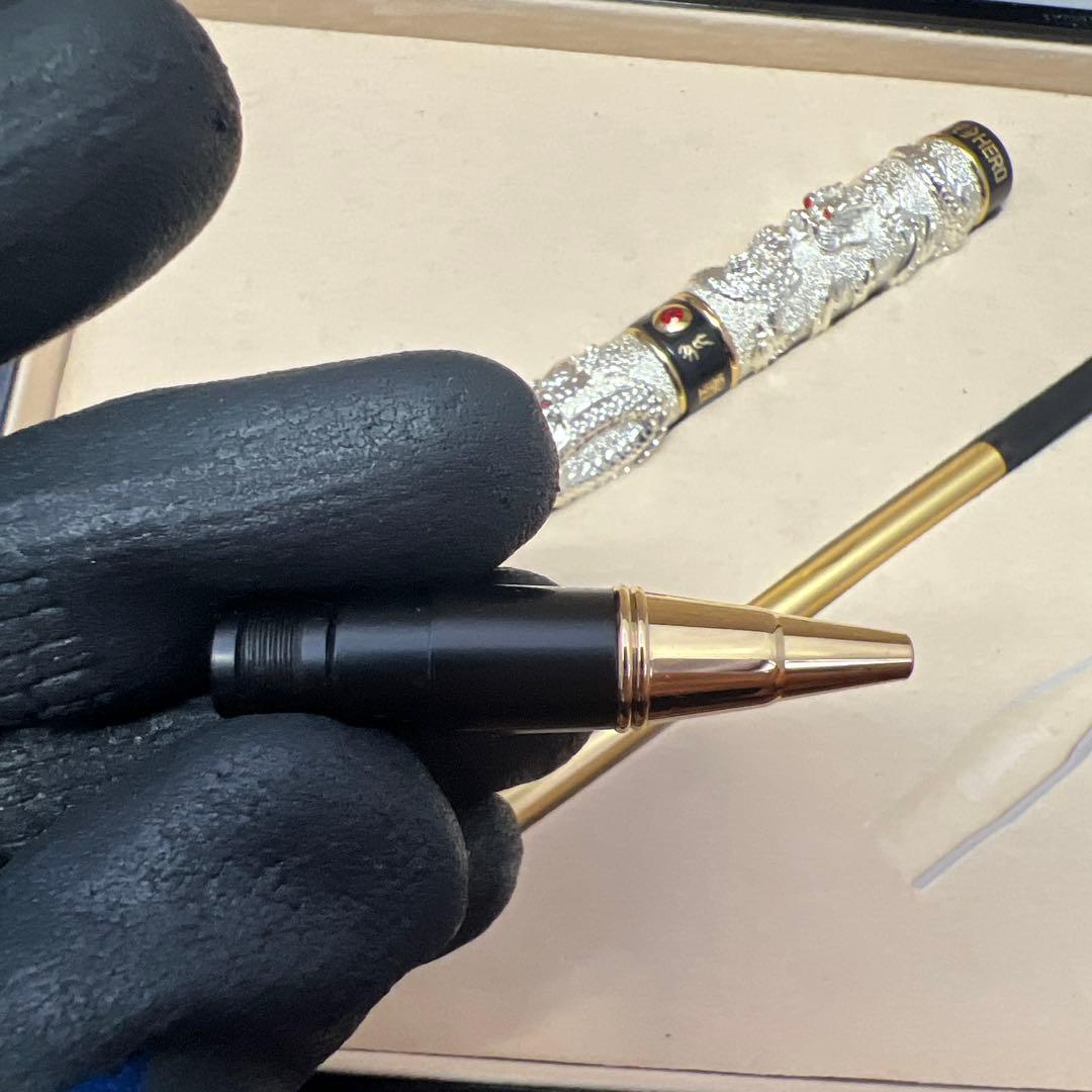 英雄（ＨＥＲＯ） ローラーボール 兼用 万年筆 木製箱付　12ｋ