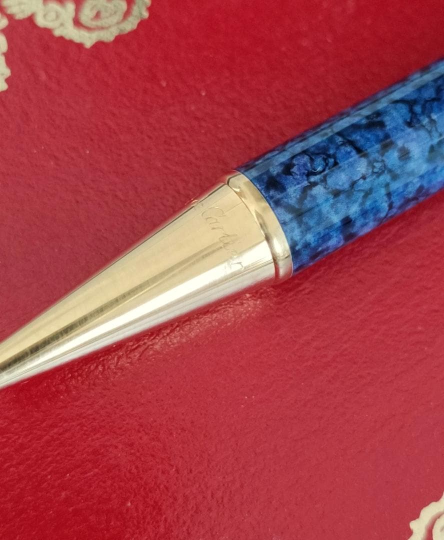 希少美品 Cartier カルティエ トリニティ マーブルブルー ボールペン