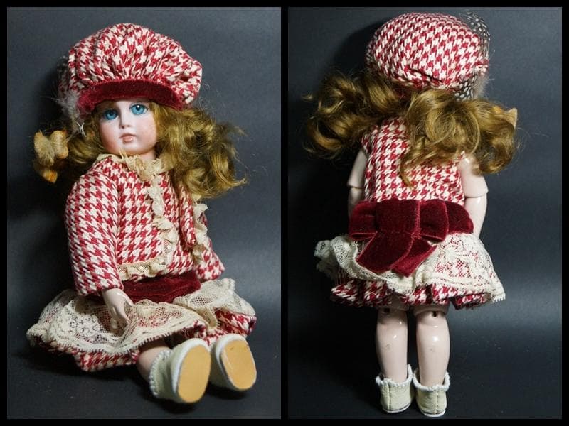 ビスクドール 永田みどり造 オレンジ服の女の子 着せ替え人形 玩具