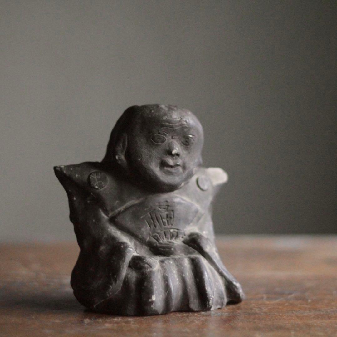 瓦質 福助人形 郷土人形 民芸 古道具 アンティーク オブジェ