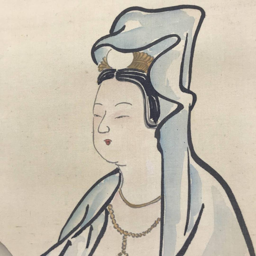 作者不詳/岩上観音画賛/観音図/掛軸/名家伝来/AB-926