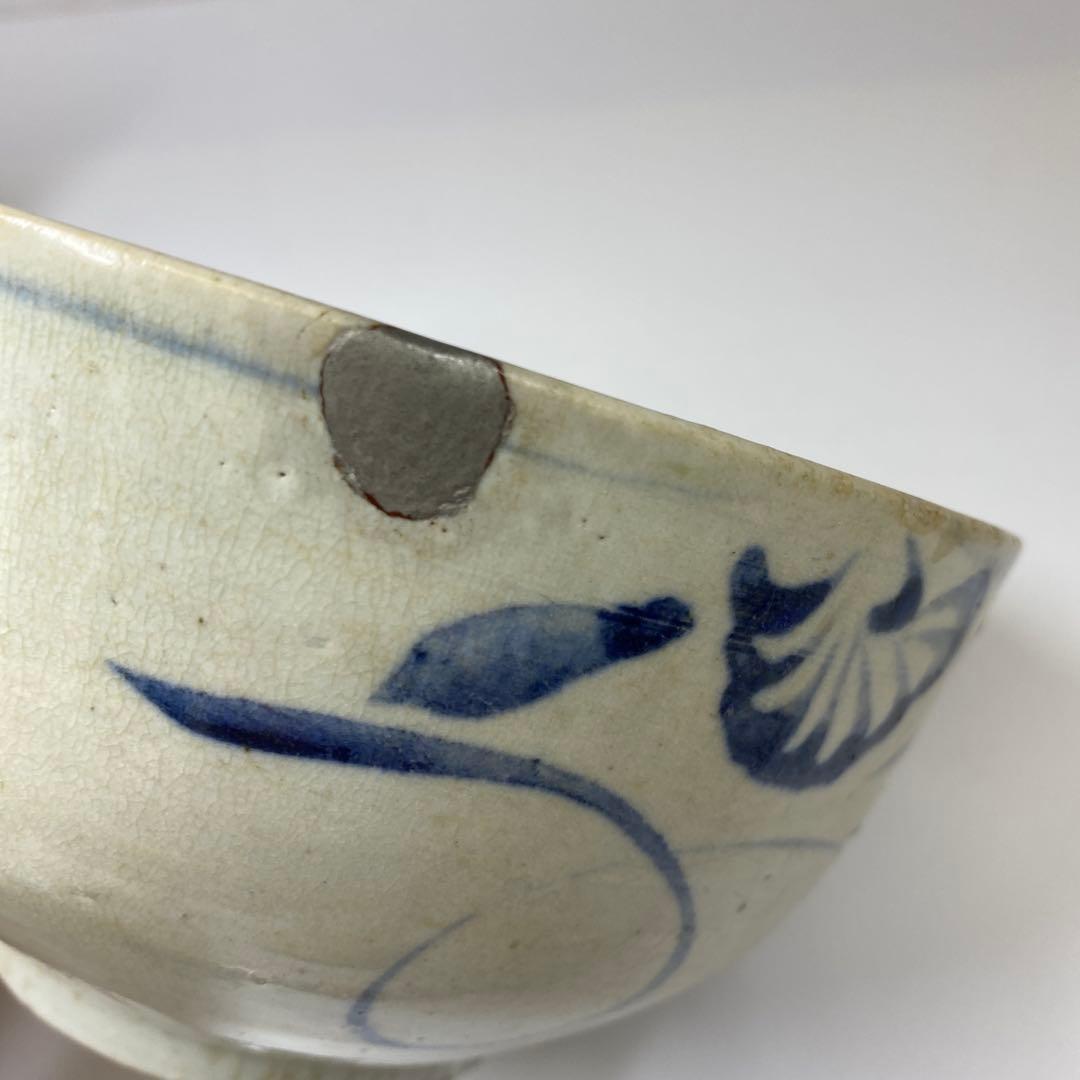 李朝　染付　草花文　鉢　合箱　トヒチル　東さ7-0428①