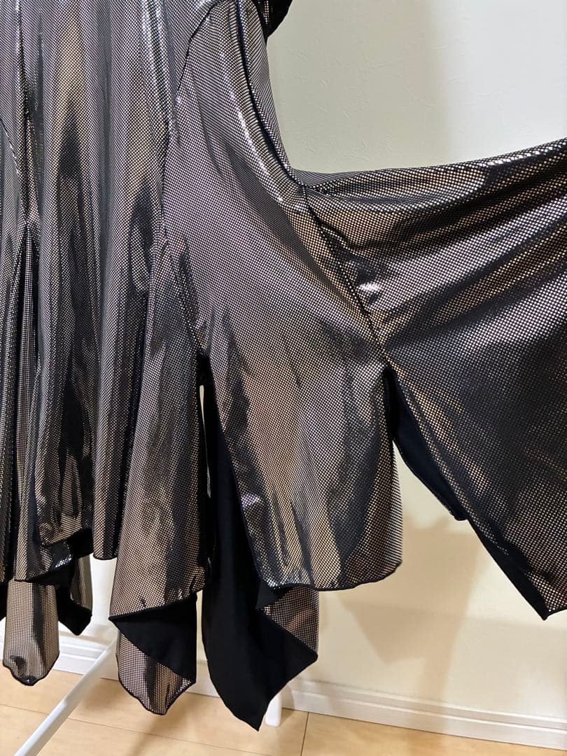 Create-sun 社交ダンス ドレス 黒×シルバー メタリックデザイン