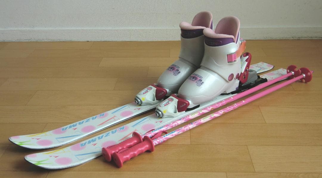 ■■送料無料■KAZAMA■子供用スキーフルセット■板100靴19■WAX済■■