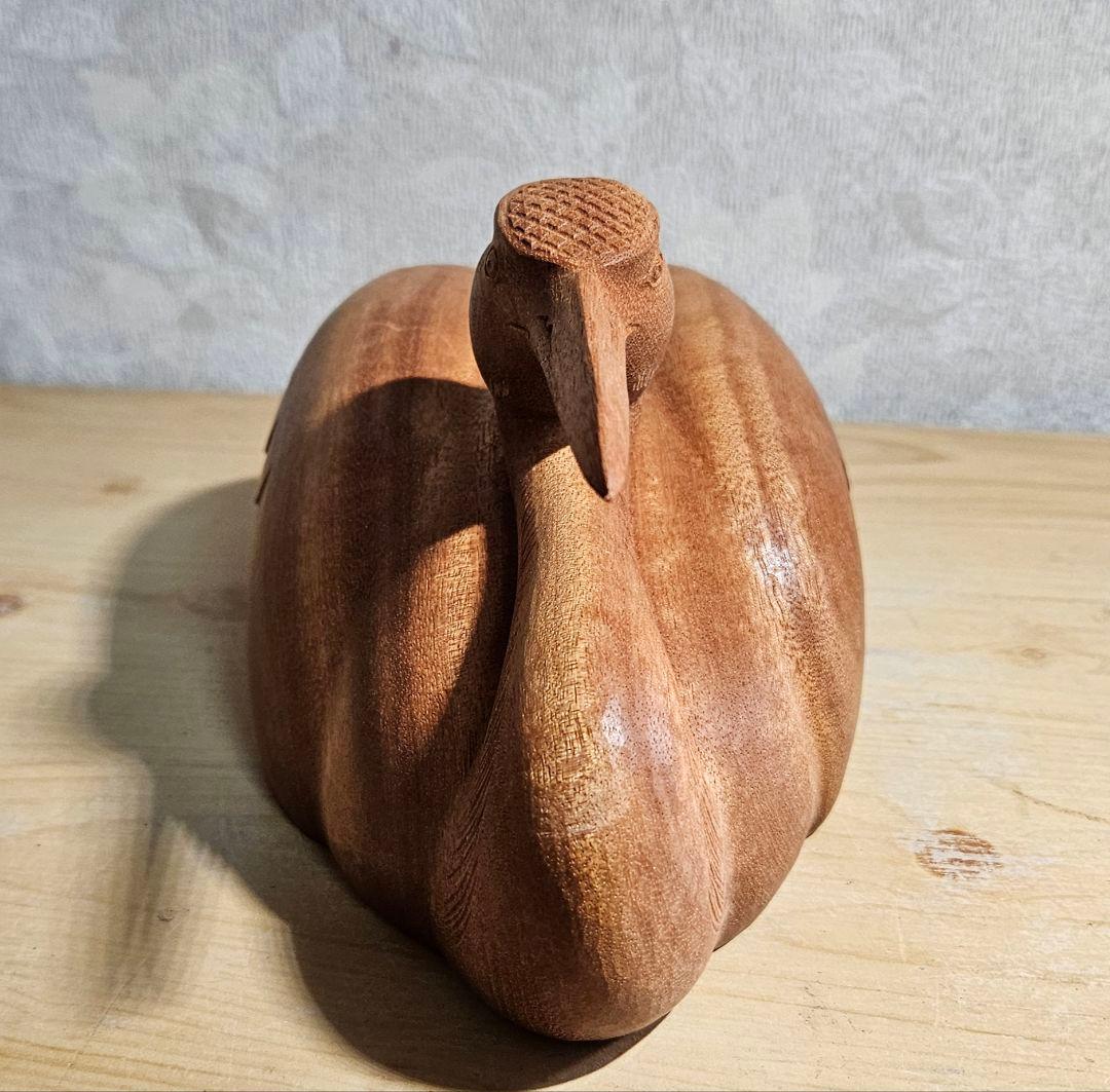 名工 井波彫刻 川原和夫作 木彫 『鶴』骨董品　アンティーク