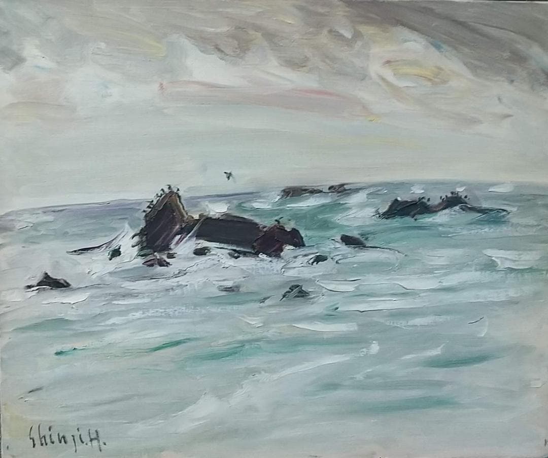 「冬の海」房総黒生海岸 F8 絵画 油絵 油彩画 風景画 アート