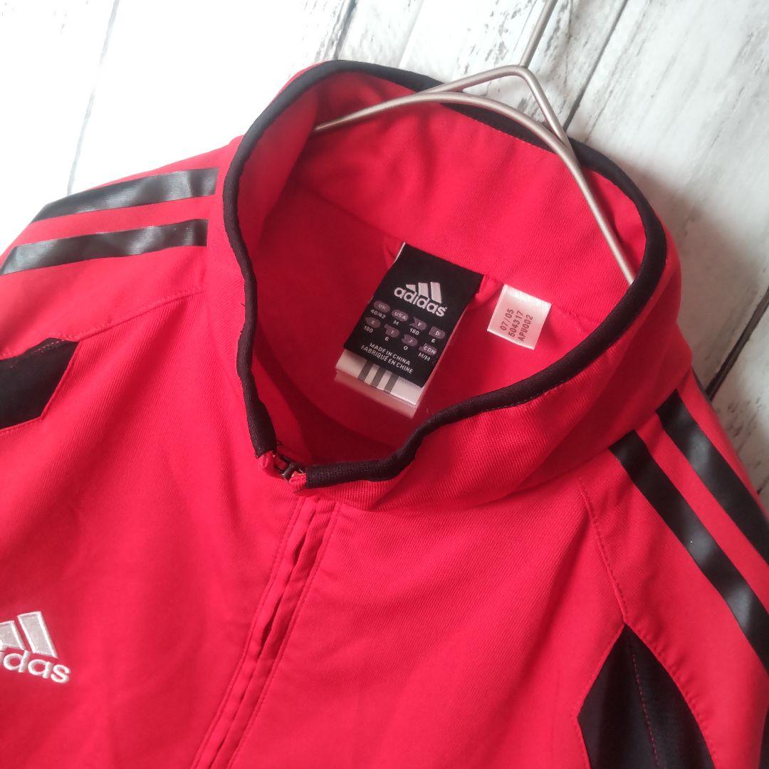 00s　アディダス　ACミラン　トレーニングウェア　ハーフジップ　赤　黒　O